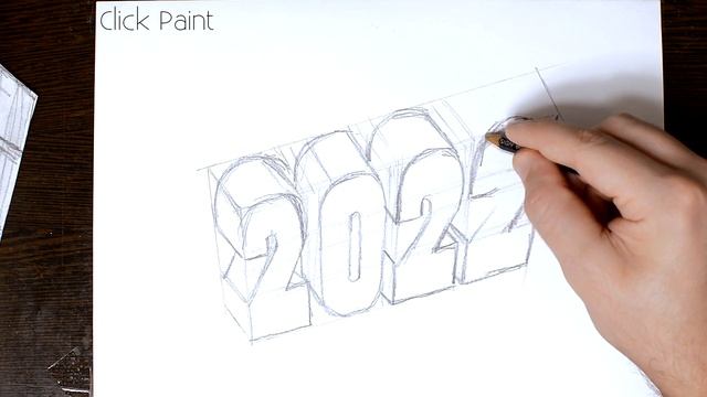 3Д Рисунок надпись 2022 и Санта-Клаус Ч. 2 3D Drawing 2022 of Santa part 2 смотреть онлайн