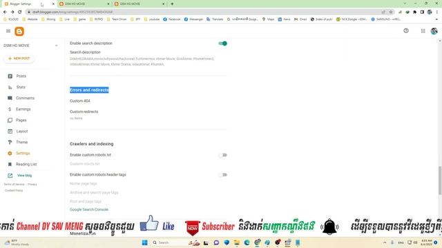 របៀប Setup Blogger Setting Custom 404, Custom Robots txt 2023 Pat 18 смотреть онлайн