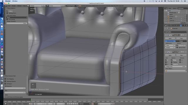 Scroll Wing Chair modeling with Blender 3d 2.78a смотреть онлайн