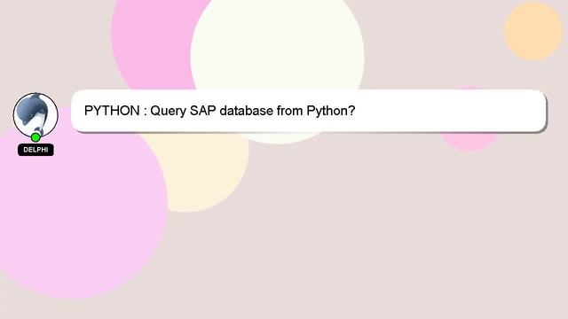 PYTHON : Query SAP database from Python? смотреть онлайн