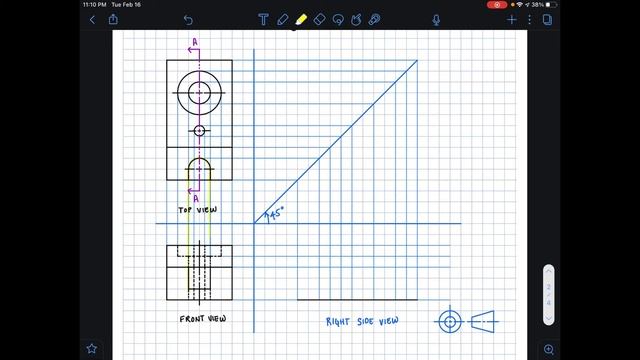 Section View Problem Step by Step Solution Engineering Drawing смотреть онлайн