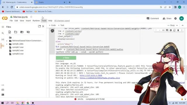 Houshou Marine AI Voice Model - RVC 1-CLICK Google Colab Setup смотреть онлайн