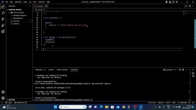 #2 - How Set Up a GraphQL Server using Apollo Server in Node.js with NPM | GraphQL #coding #graphql смотреть онлайн