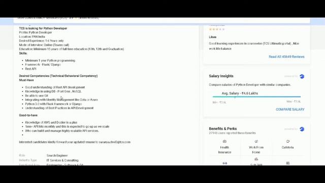 TCS IS HIRING PYTHON DEVELOPER | TCS recruitment 2022 | #tcs #tcsvacancy #genuinejobs смотреть онлайн