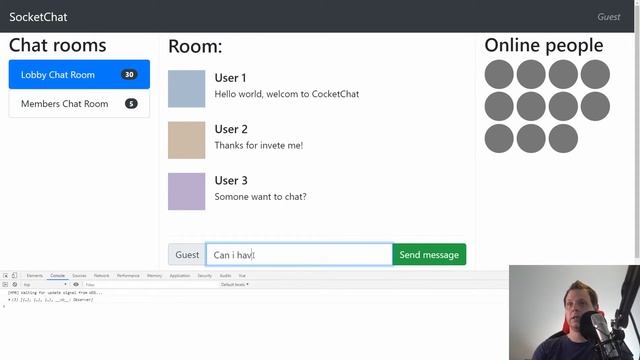 Project: SocketChat - Part 5: Sending a chat messaget from client to server and push to all clients смотреть онлайн