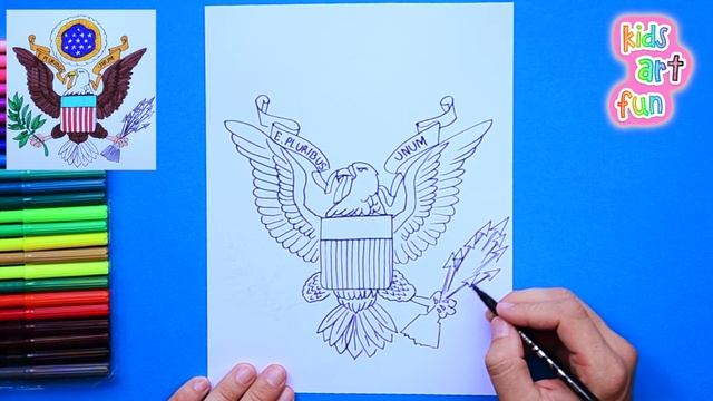How to draw USA Bald Eagle Emblem (Coat of Arms) смотреть онлайн