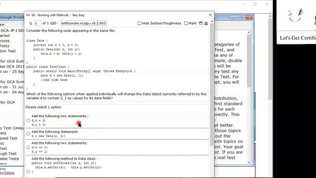 Setting private data of a different class. (enthuware.ocajp.i.v8.2.863) смотреть онлайн