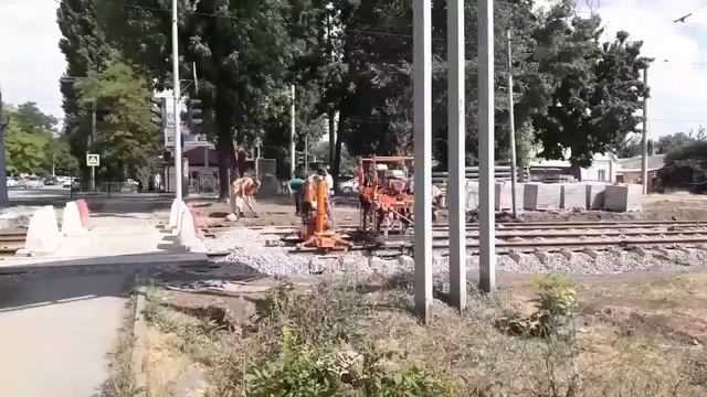 Монтаж трамвайных путей Смирновский переулок на Радугу. смотреть онлайн