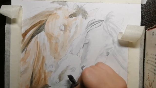 ❤️РИСУНОК акварелью? ЛОШАДИ (СЕМЬЯ) смотреть онлайн