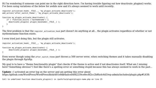 Wordpress: Plugin Deactivate Self on Activation Errors смотреть онлайн