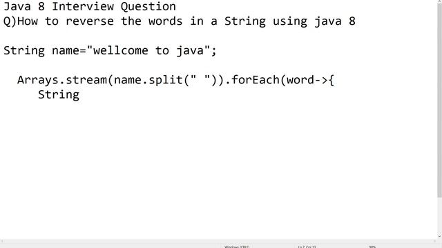 Reverse the words in a String using Lambda expression/Java Interview Question/ Stream API/ forEach( смотреть онлайн
