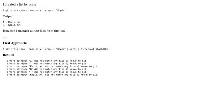 Git unstash all files from list смотреть онлайн