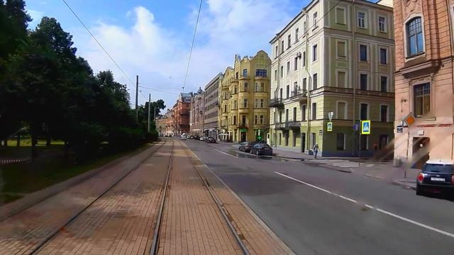 Трамвай №6 ст. м. Выборгская - ул. Кораблестроителей. смотреть онлайн
