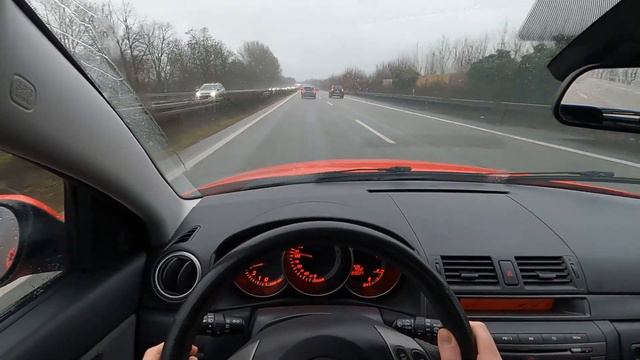 POV Mazda 3 MPS Rainy Autobahn Drive