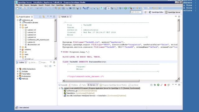 How to create REST services using OpenEdge 11.7: Creating Custom Data Object Services смотреть онлайн