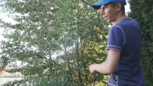 Подводная видеокамера Мурена летом на длинном удилище с берега