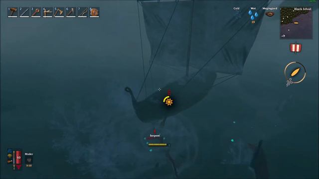 Sea Serpent attack in Storm/Fog in Valheim. смотреть онлайн