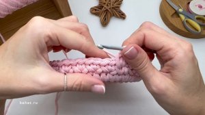 Нежная корзинка из полиэфирного шнура узором "косые галочки" крючком. Мастер-класс