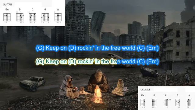 Rockin' in the Free World (no capo) by Neil Young play along with scrolling guitar chords and lyric смотреть онлайн