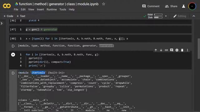 {module | class | method | function | generator} in Python смотреть онлайн