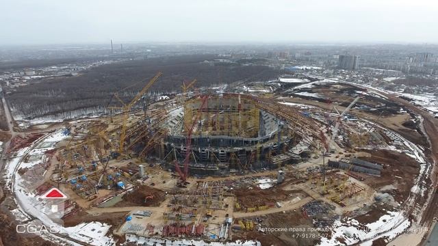 Аэросъемка строительства стадиона 
