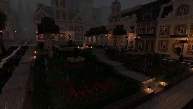 Minecraft Rainy Street at Night ASMR with Rain Sounds and Music to Help Sleep (10 Hours) смотреть онлайн