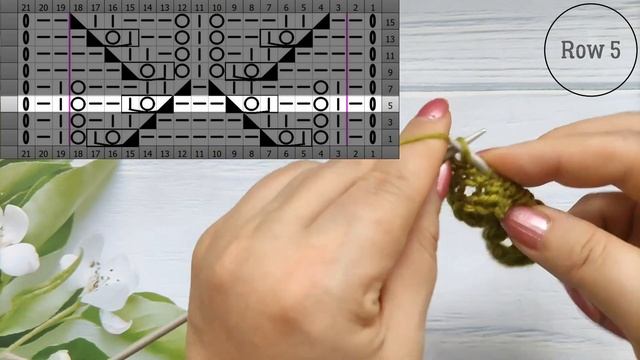 Fancy Leaf Knit Stitch | Blattmuster Stricken | Motivo A Foglie Ai Ferri| Point Feuilles Au Tricot