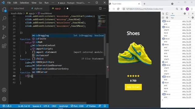 Touch Slider with javascript | Ecommerce web design | Af-somali | HTML CSS & Javascript смотреть онлайн