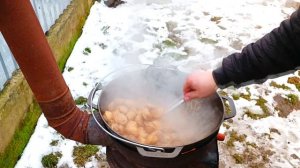 Домашние пельмени! Жареные в Казане на костре #мясо#пельмени# казан#рецепты#