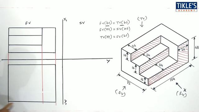 ORTHOGRAPHIC PROJECTION IN ENGINEERING DRAWING IN HINDI (Part-2) @TIKLESACADEMYOFMATHS смотреть онлайн