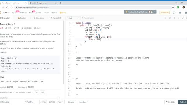 LeetCode 45. Jump Game II ( Solution w Java ) | Coding Interview Question ( Facebook,Google,Amazon) смотреть онлайн