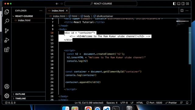 First Program using React | React using CDN Link | Transformation of Program from HTML to React. смотреть онлайн