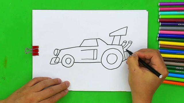 Рисуем ГОНКУ машинку фломастерами смотреть онлайн