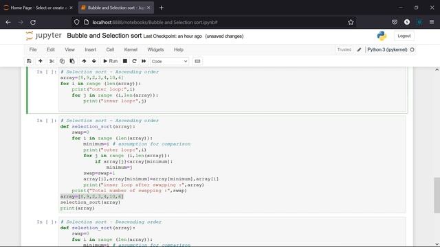 Selection sort using Python смотреть онлайн