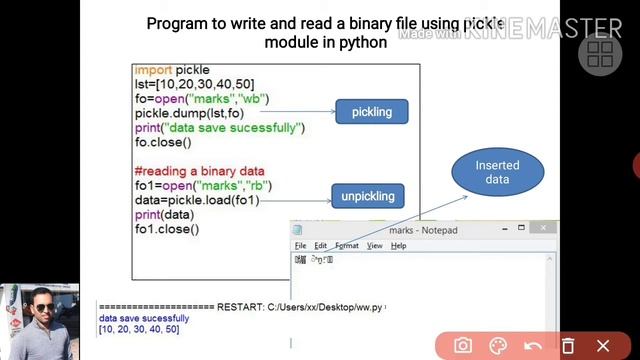 Pickle Module(Data file handling in python Part 5), Reading and Writing in binary file смотреть онлайн
