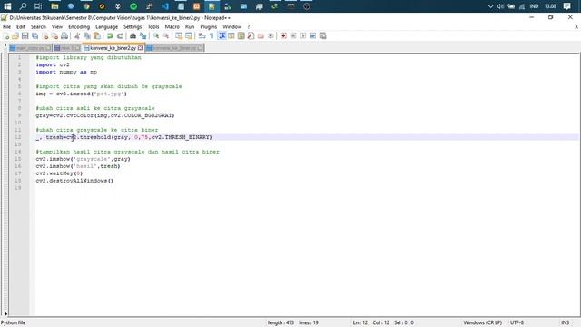 Konversi Citra Grayscale ke Citra Biner dengan OpenCV Threshold Binary смотреть онлайн