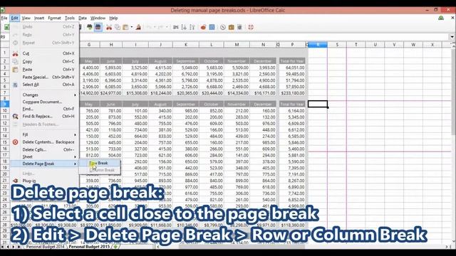 libreoffice calc delete manual page breaks смотреть онлайн