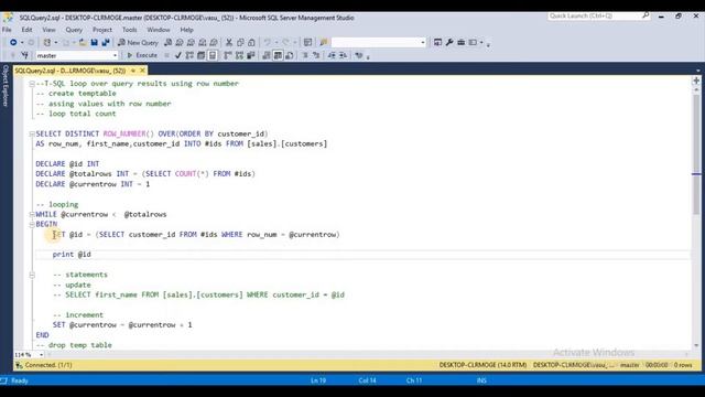 T-SQL loop over query results using row number :: Row num смотреть онлайн