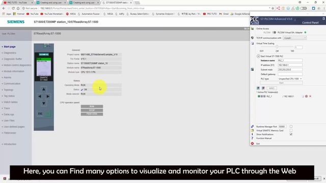Web Server Example on PLC S7-1500 via S7-PLCSIM Advanced смотреть онлайн