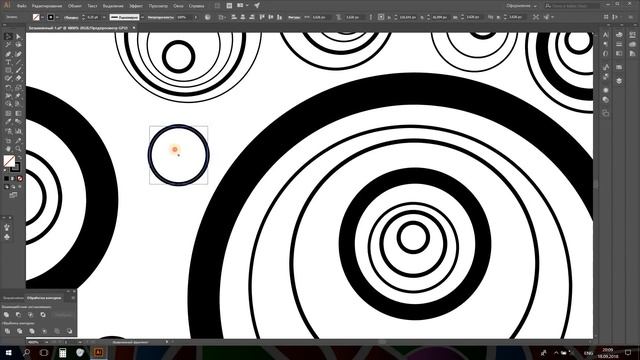 Абстрактный pattern из черных кругов в Adobe illustrator смотреть онлайн