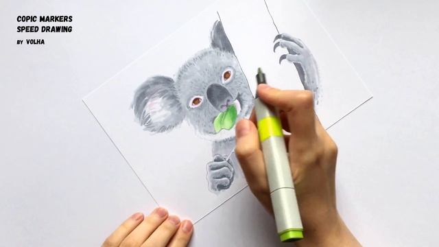 Copic markers speed drawing #28 / Рисую маркерами Copic коалу смотреть онлайн