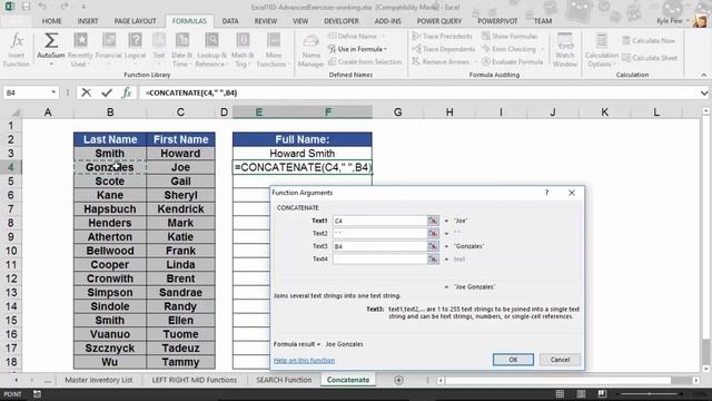 Excel Formulas and Functions Tutorial - CONCATENATE смотреть онлайн