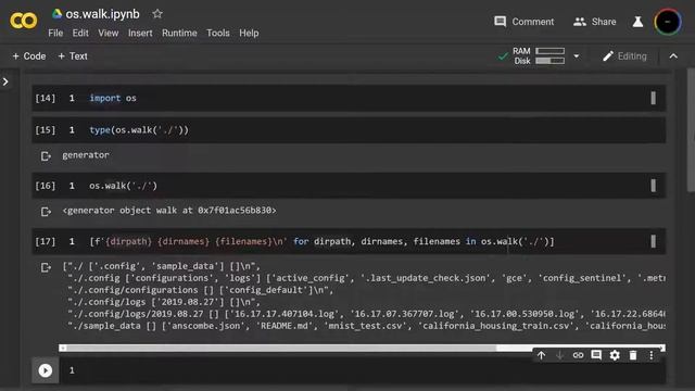 os.walk in Python смотреть онлайн