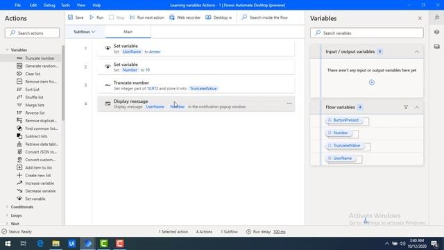 Power Automate Desktop || Module 8 : Variables - Set Variable, Truncate Number, Get Random Number смотреть онлайн