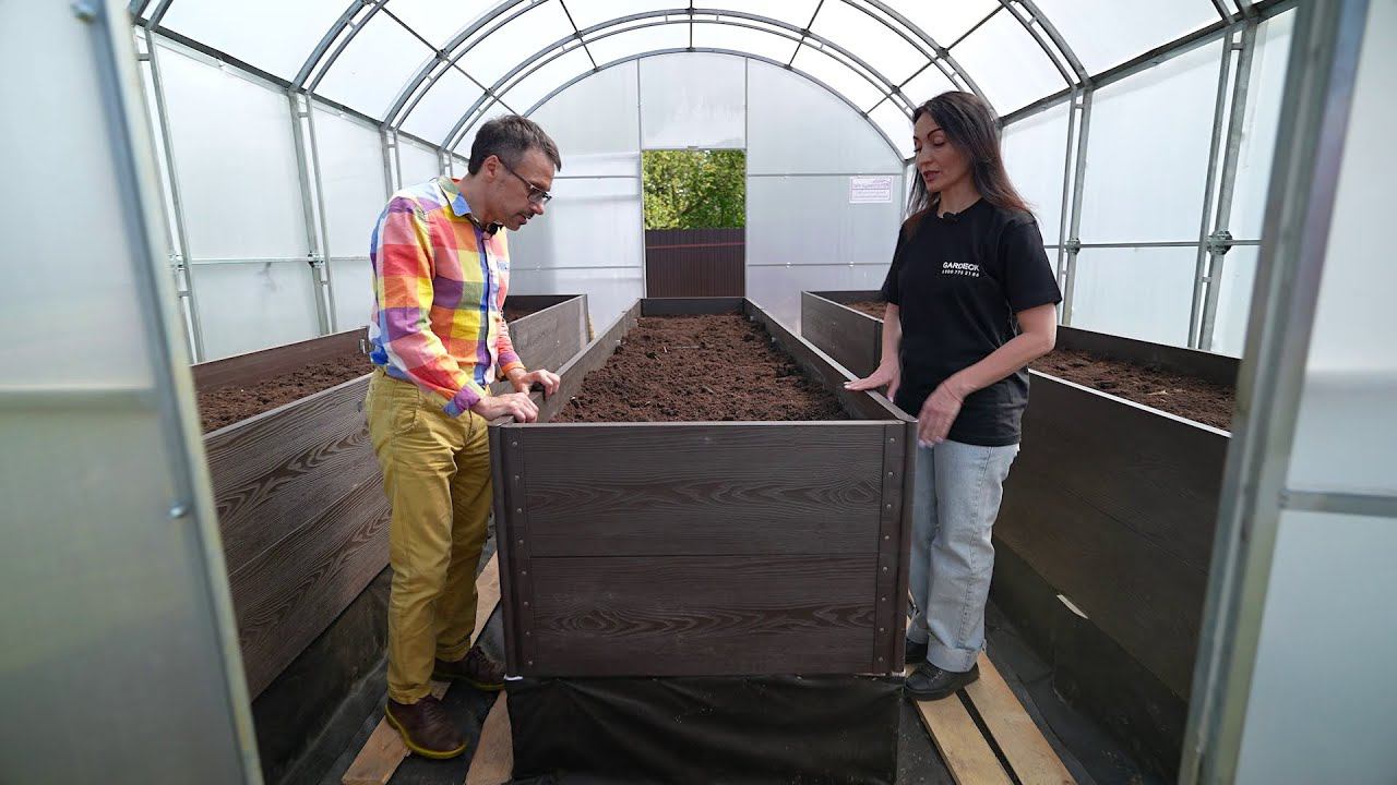 Высоченные грядки по пояс! Как сделать высокие грядки в теплице? Грядка из ДПК высотой 1 метр! смотреть онлайн