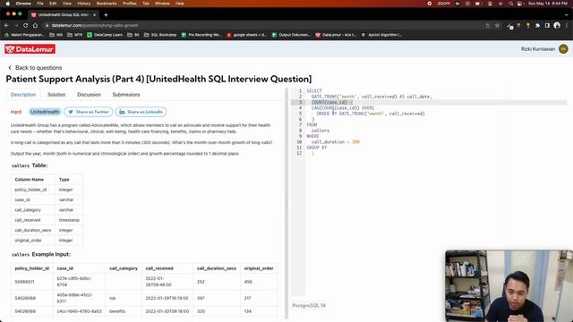 Solving Patient Support Analysis (Part 4) [UnitedHealth SQL Interview Question], Data Lemur смотреть онлайн