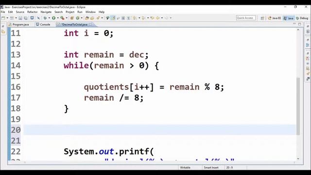 decimal to octal in java смотреть онлайн