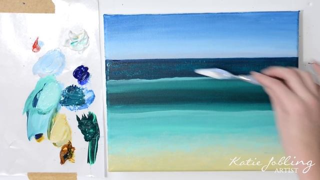 PAINTING TUTORIAL Acrylic Ocean for Beginners | Katie Jobling Art смотреть онлайн