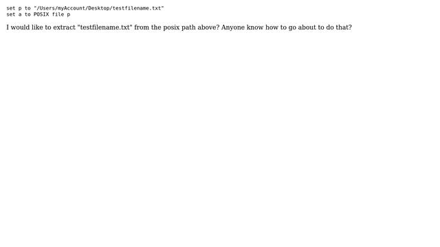 Apple: applescript - extract filename from posix path смотреть онлайн