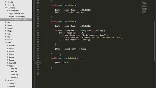 CakePHP 2.5.4 Basics Tutorial for Beginners - Blog Application - 14 - Delete (CRUD) смотреть онлайн